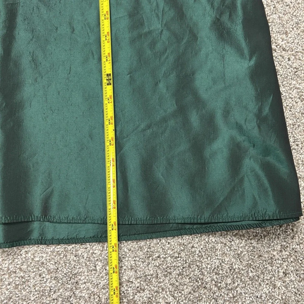 Green Satin Long Ball Gown Skirt Womens Medium Solid Lightweight Party Casual